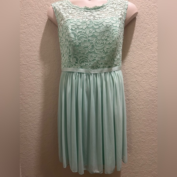 Dave’s Bridal Mint Green Lace Dress Size 14 - Picture 1 of 7